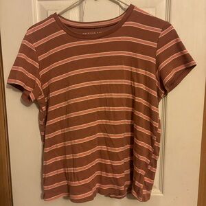 American Eagle Striped Womens’ Classic T-Shirt - Dark Pink - Size M
